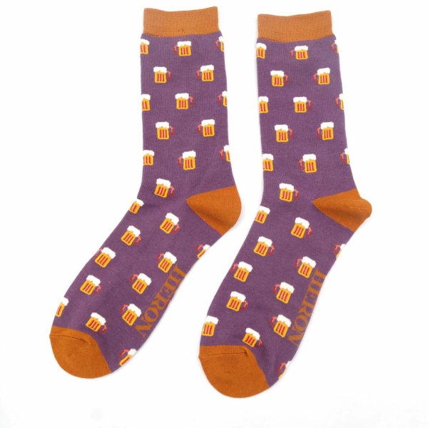 Mens Bamboo Socks - Beer Purple